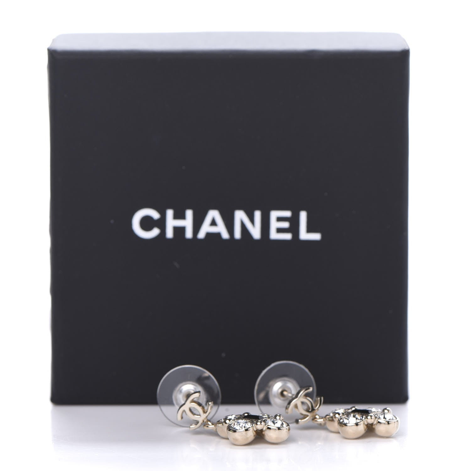 Chanel Crystal Resin CC Drop Earrings Light Gold Black 5 of 5