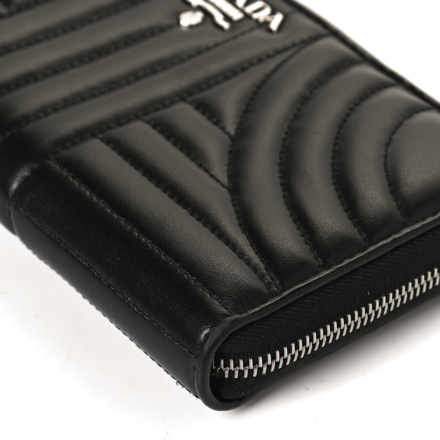 Soft Calfskin Diagramme Zip Around Wallet Black