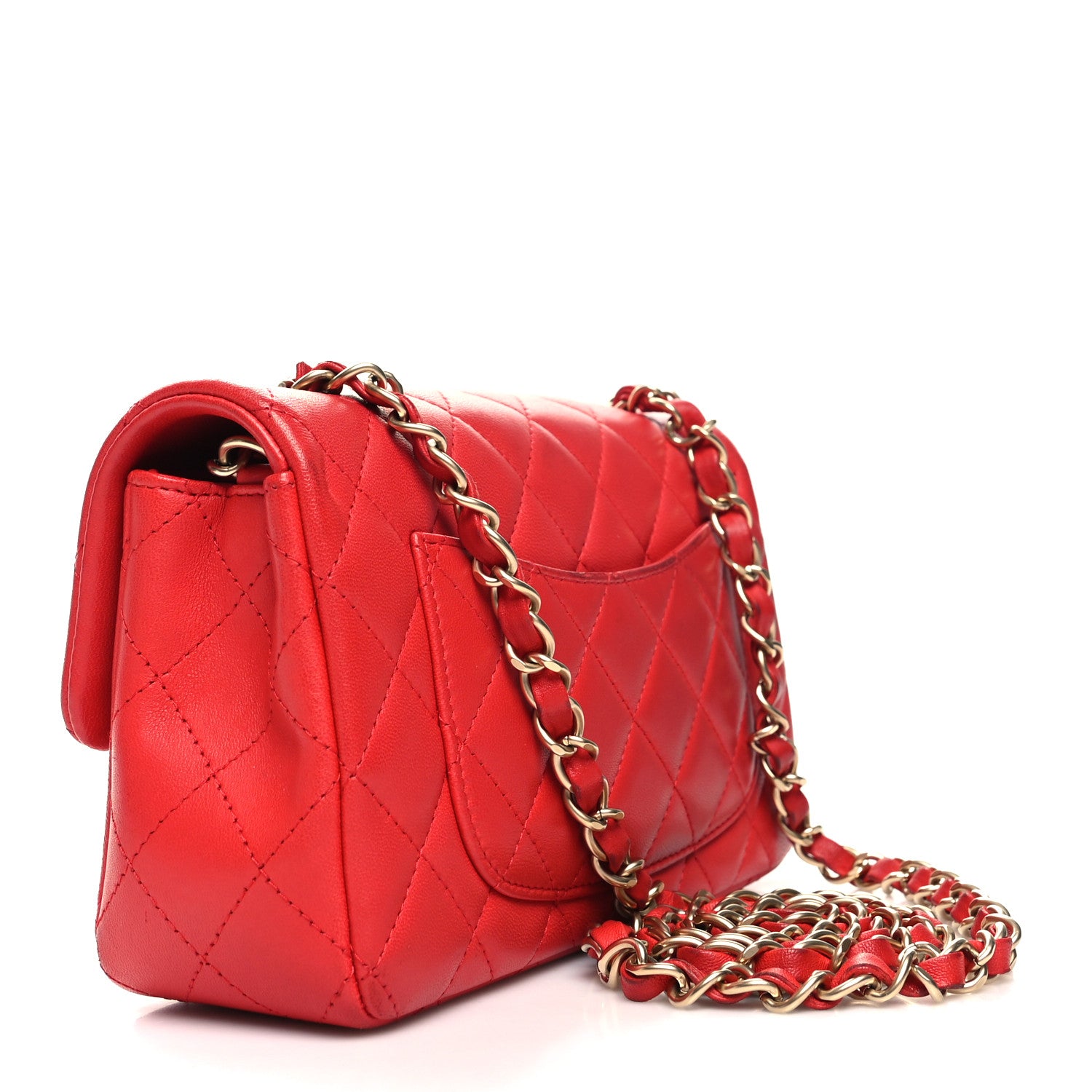Chanel Lambskin Quilted Mini Rectangular Flap Red 3 of 12