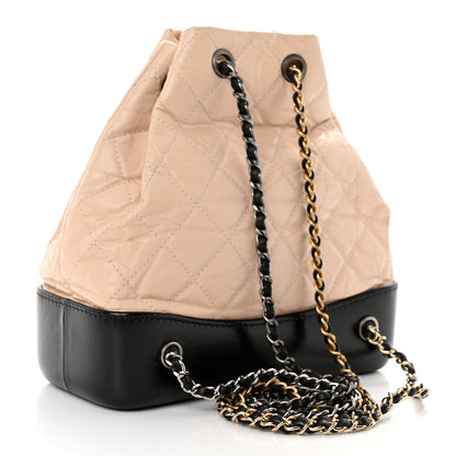 Chanel Aged Calfskin Quilted Small Gabrielle Backpack Beige Black 3 of 10