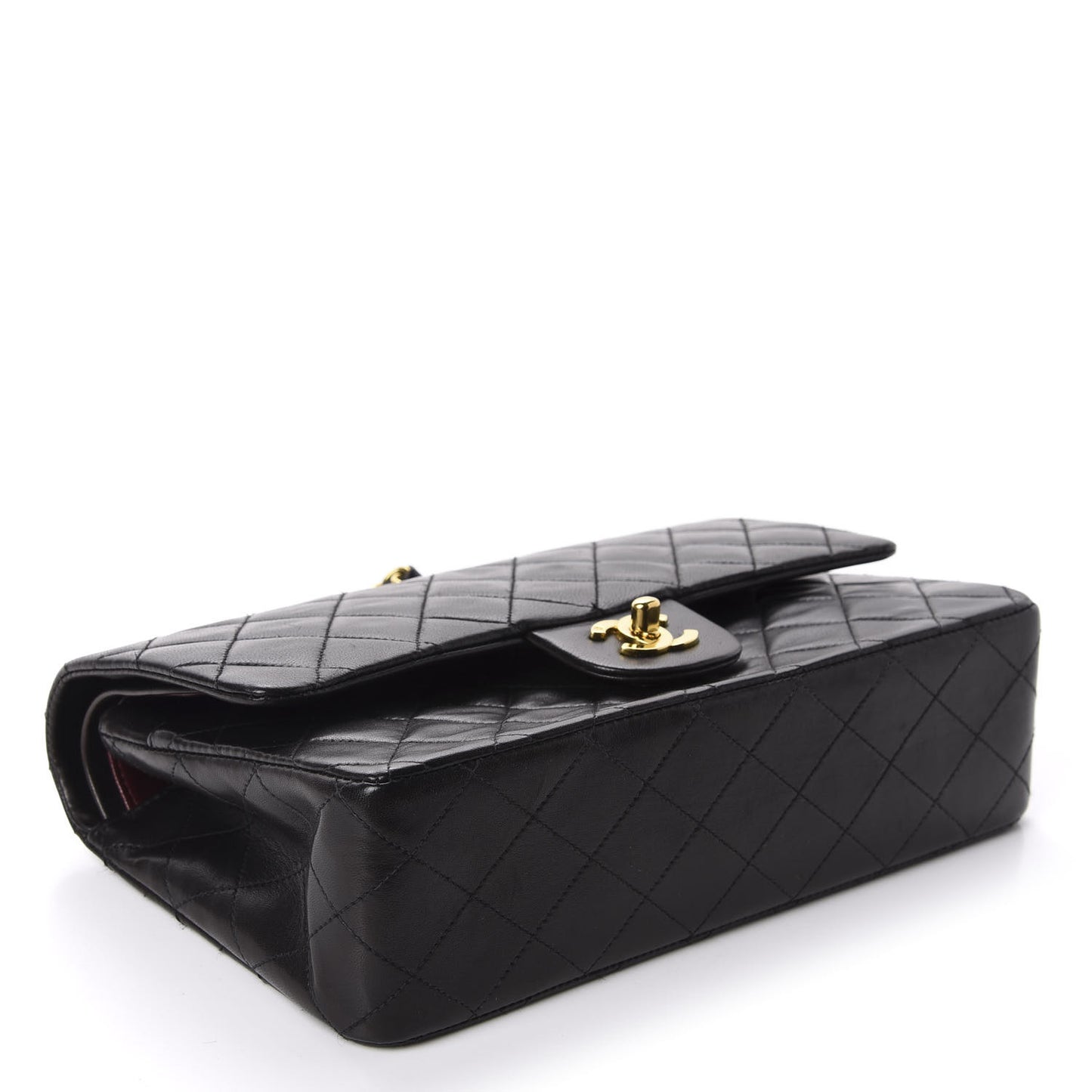 Lambskin Quilted Medium Double Flap Black