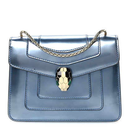 Bulgari Metallic Calfskin Small Serpenti Forever Snake Strap Crossbody Bag Blue 1 of 11