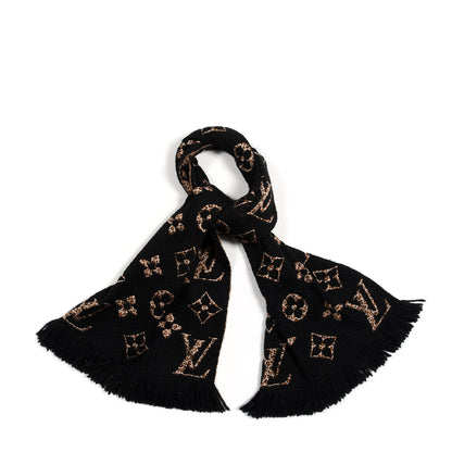 Louis Vuitton Wool Silk Monogram Giant Jungle Logomania Shine Scarf Black 2 of 7