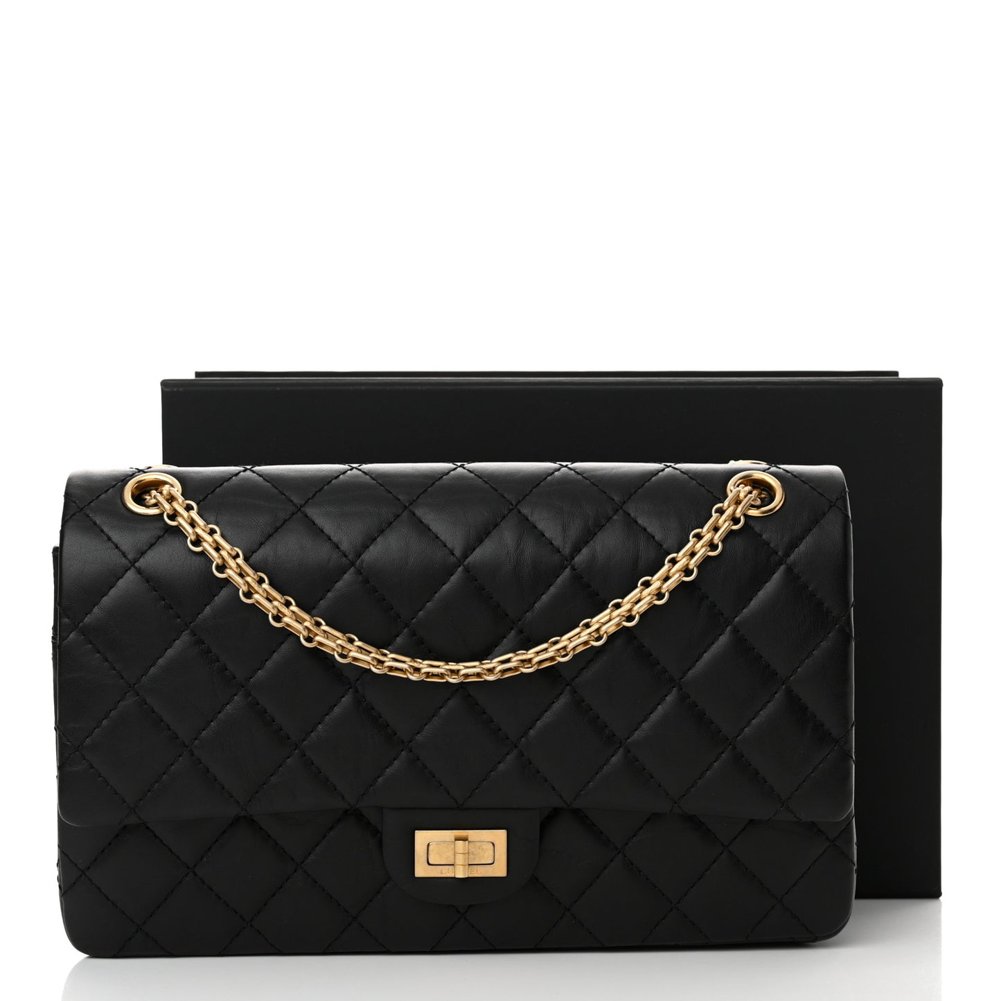 Aged Calfskin Quilted 2.55 Reissue 226 Flap Black