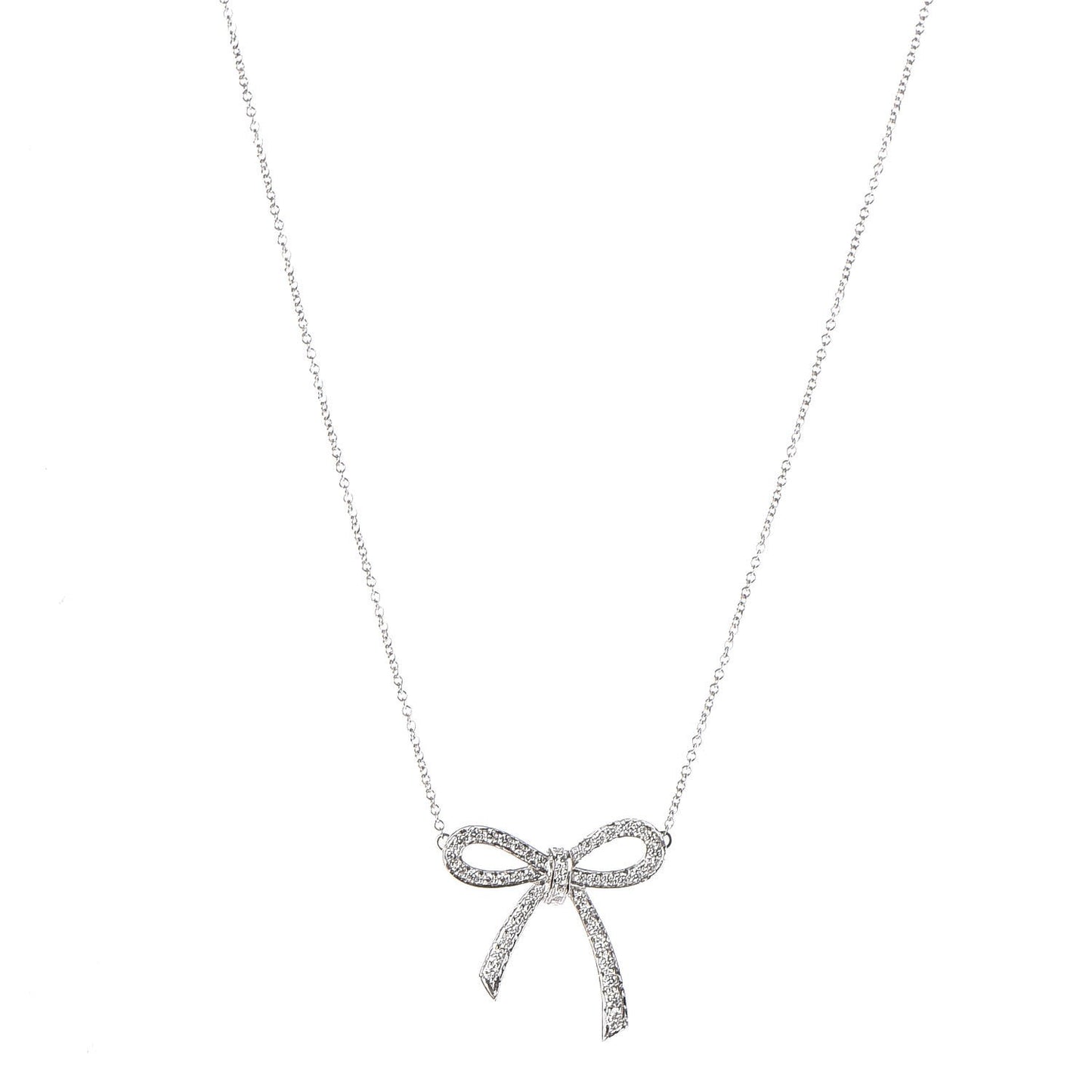 Platinum Diamond Bow Pendant Necklace