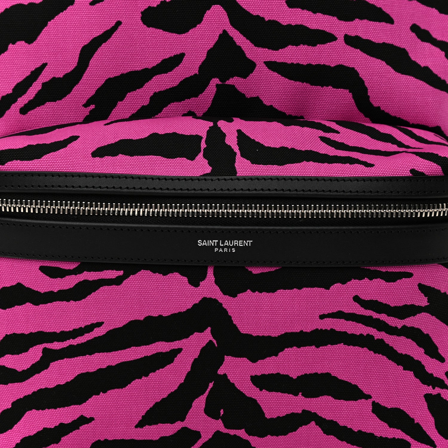 Saint Laurent Canvas Zebra Print City Backpack Pink Black 8 of 10