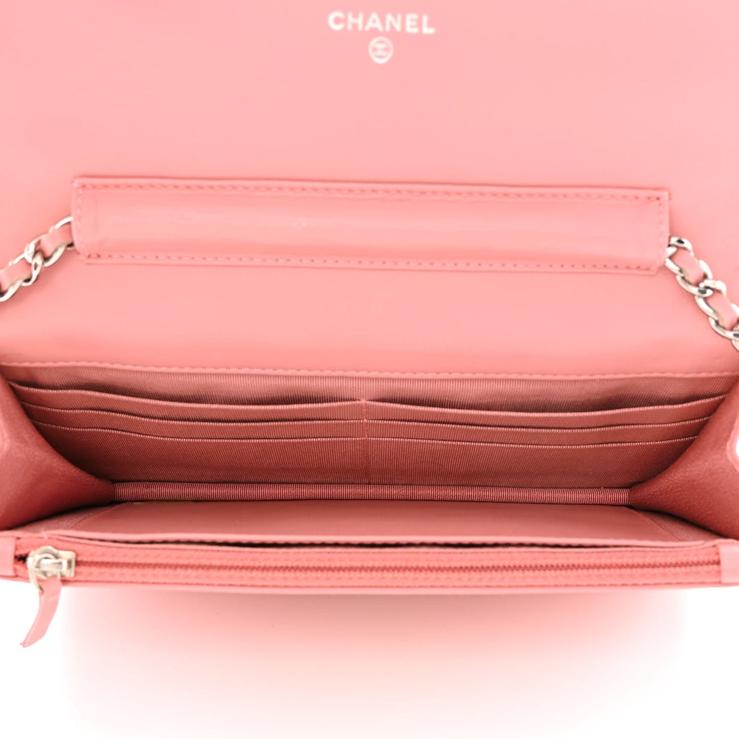 Lambskin Quilted Wallet On Chain WOC Pink