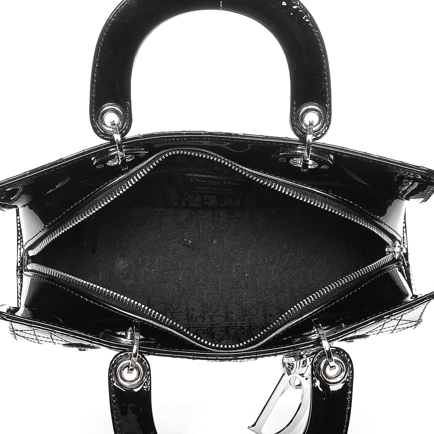Patent Cannage Stitched Small East West Lady Dior Black