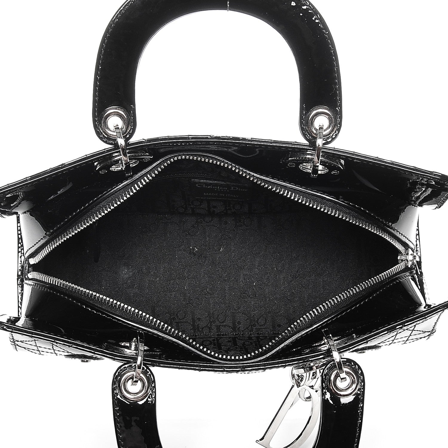 Christian Dior Patent Cannage Stitched Small East West Lady Dior Black 5 of 6