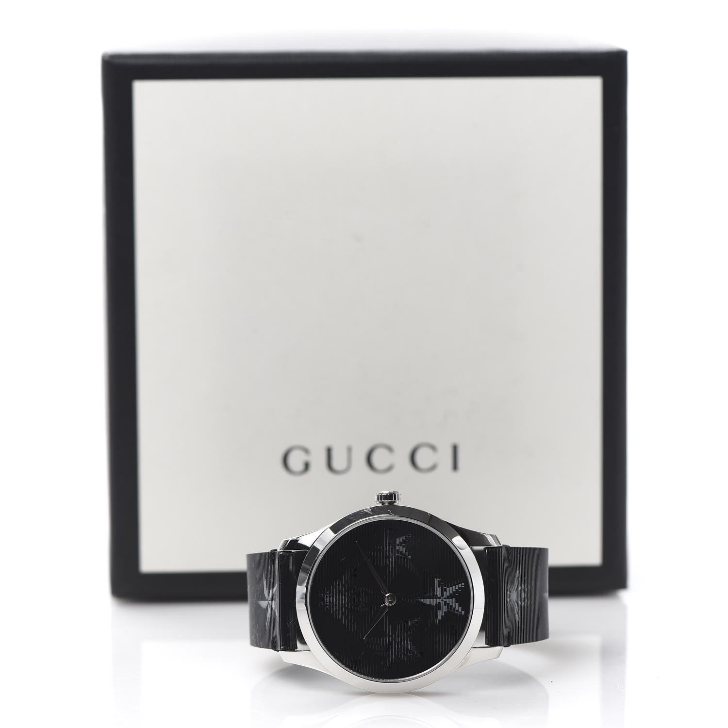 Gucci Stainless Steel Calfskin 38mm G-Timeless Bee Star Hologram Quartz Watch Black 6 of 6