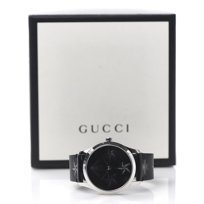Gucci Stainless Steel Calfskin 38mm G-Timeless Bee Star Hologram Quartz Watch Black 6 of 6