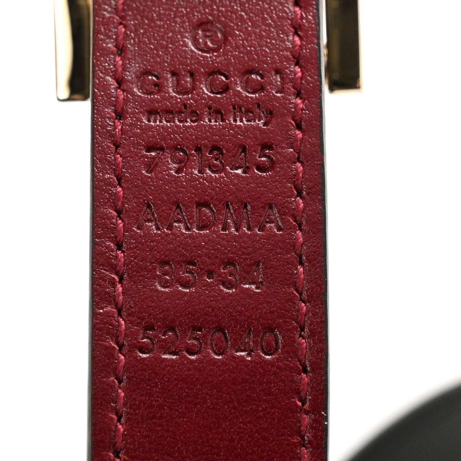 Gucci Calfskin Rectangular Buckle Reversible Thin Belt 85 34 Black Rosso Ancora 6 of 8