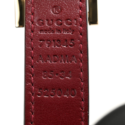 Gucci Calfskin Rectangular Buckle Reversible Thin Belt 85 34 Black Rosso Ancora 6 of 8
