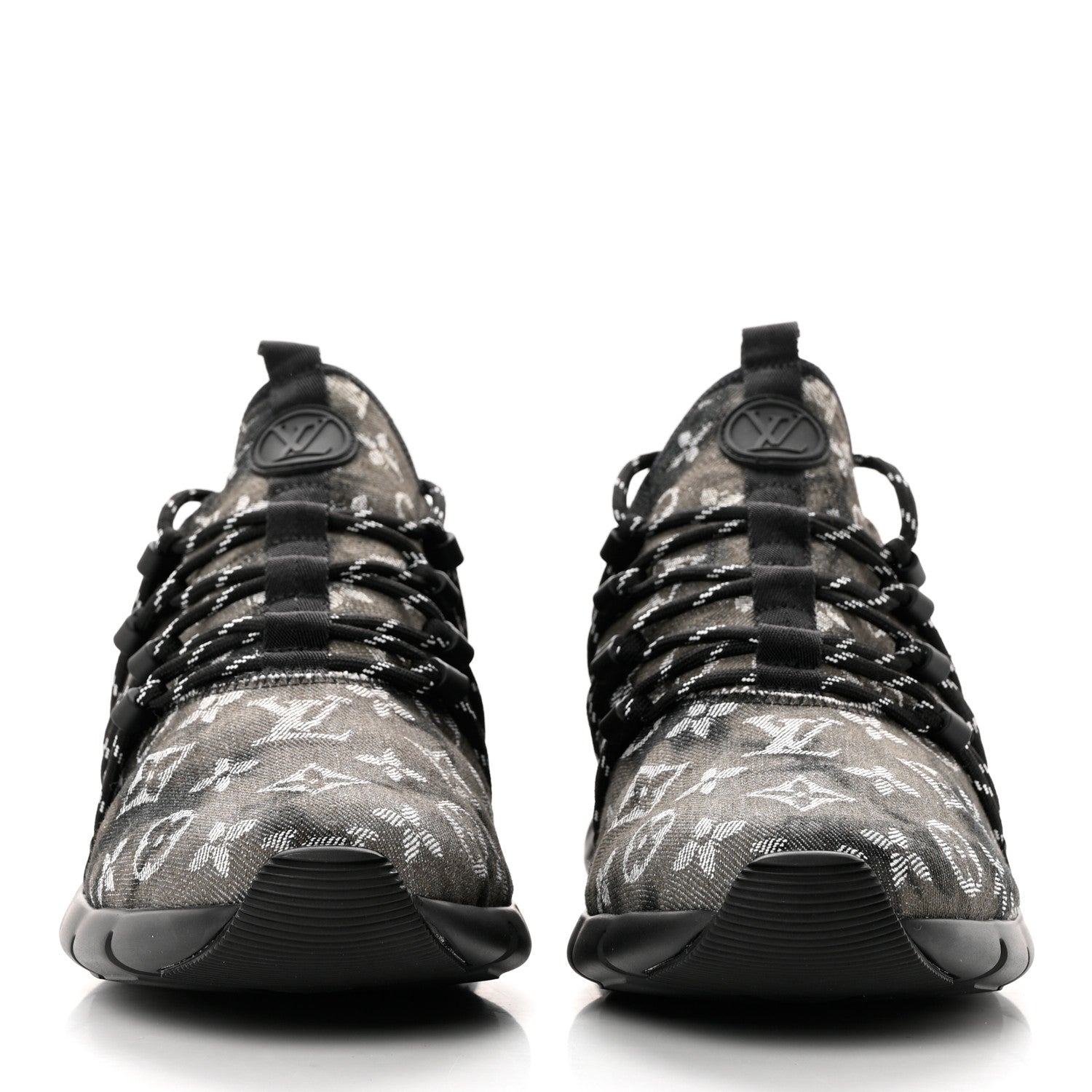 Louis Vuitton Denim Rubber Monogram Tie Dye Mens Fastlane Low Sneakers 8.5 Black 2 of 8