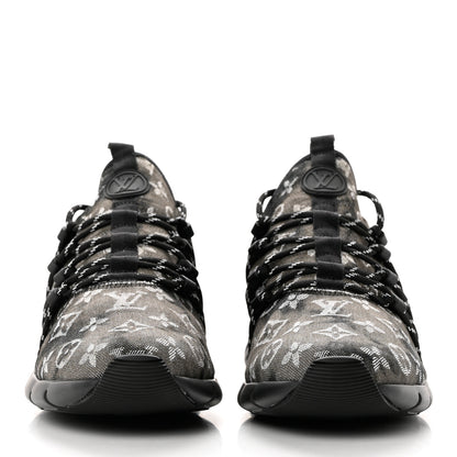 Louis Vuitton Denim Rubber Monogram Tie Dye Mens Fastlane Low Sneakers 8.5 Black 2 of 8
