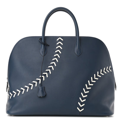 Hermes Evercolor 1923 Bolide 45 Baseball Bag Bleu De Malte Blanc 1 of 10