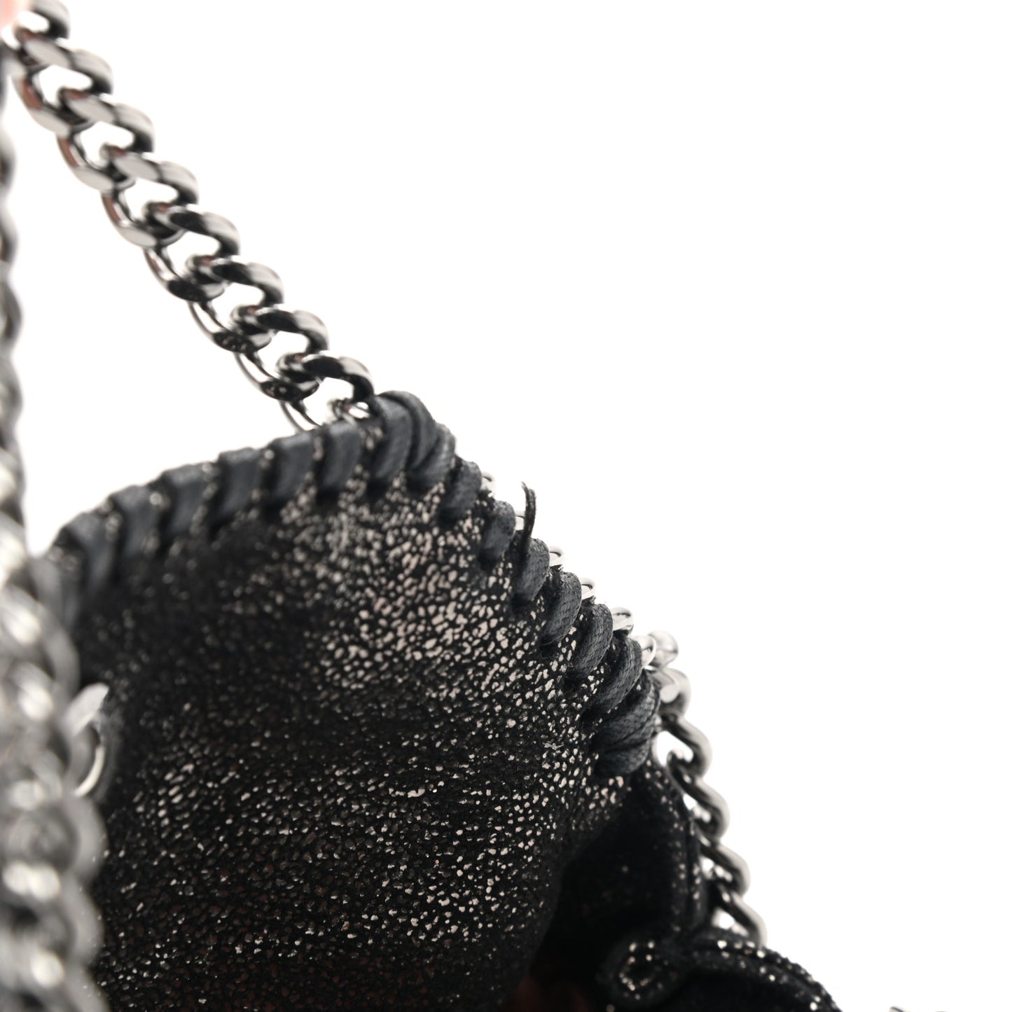 Chamois Shiny Dotted Tiny Falabella Fold Over Tote Ruthenium