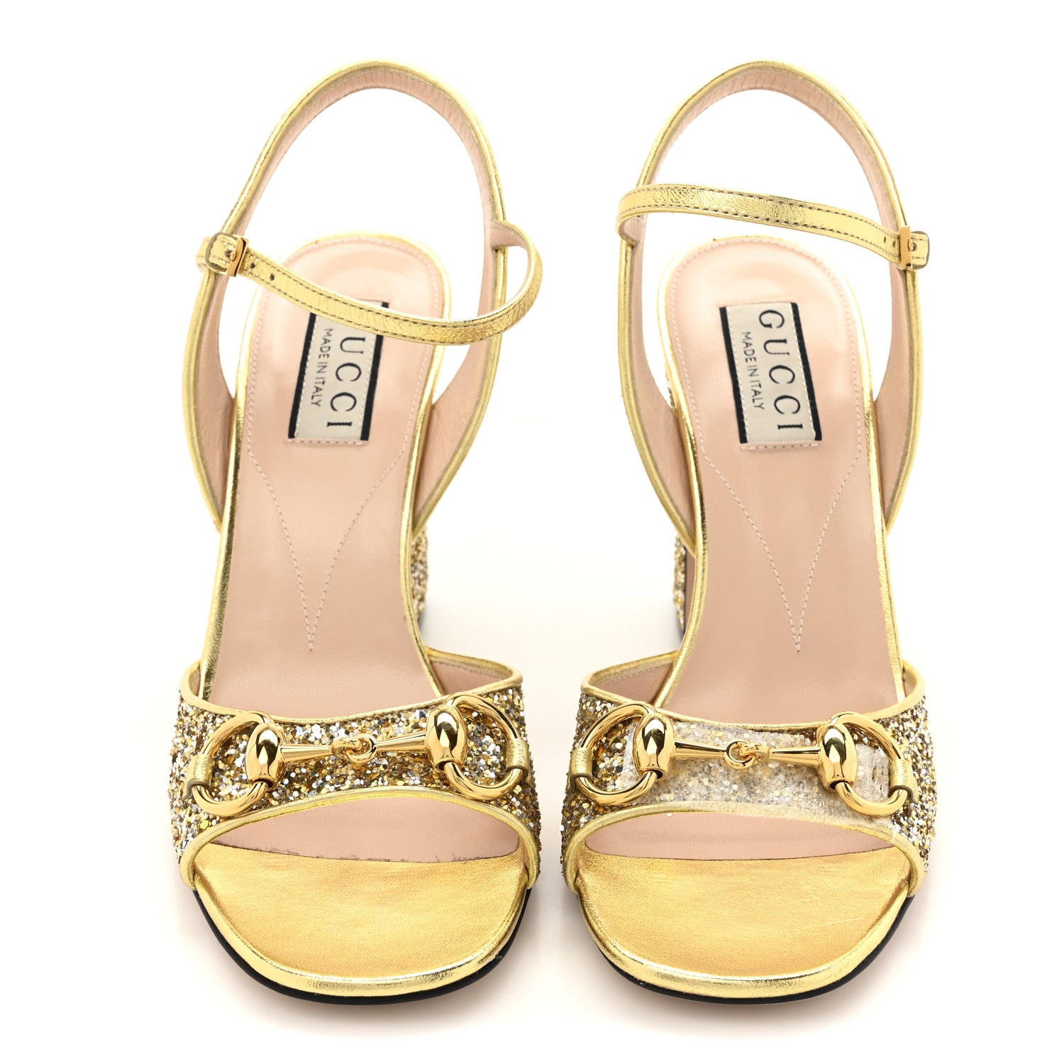 Gucci Cristal Nappa Silk Horsebit Ankle Strap Sandals 36 Platino 3 of 9
