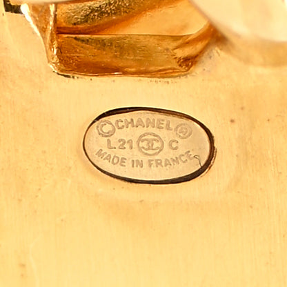 Chanel Crystal Tag Drop Earrings Gold 4 of 5