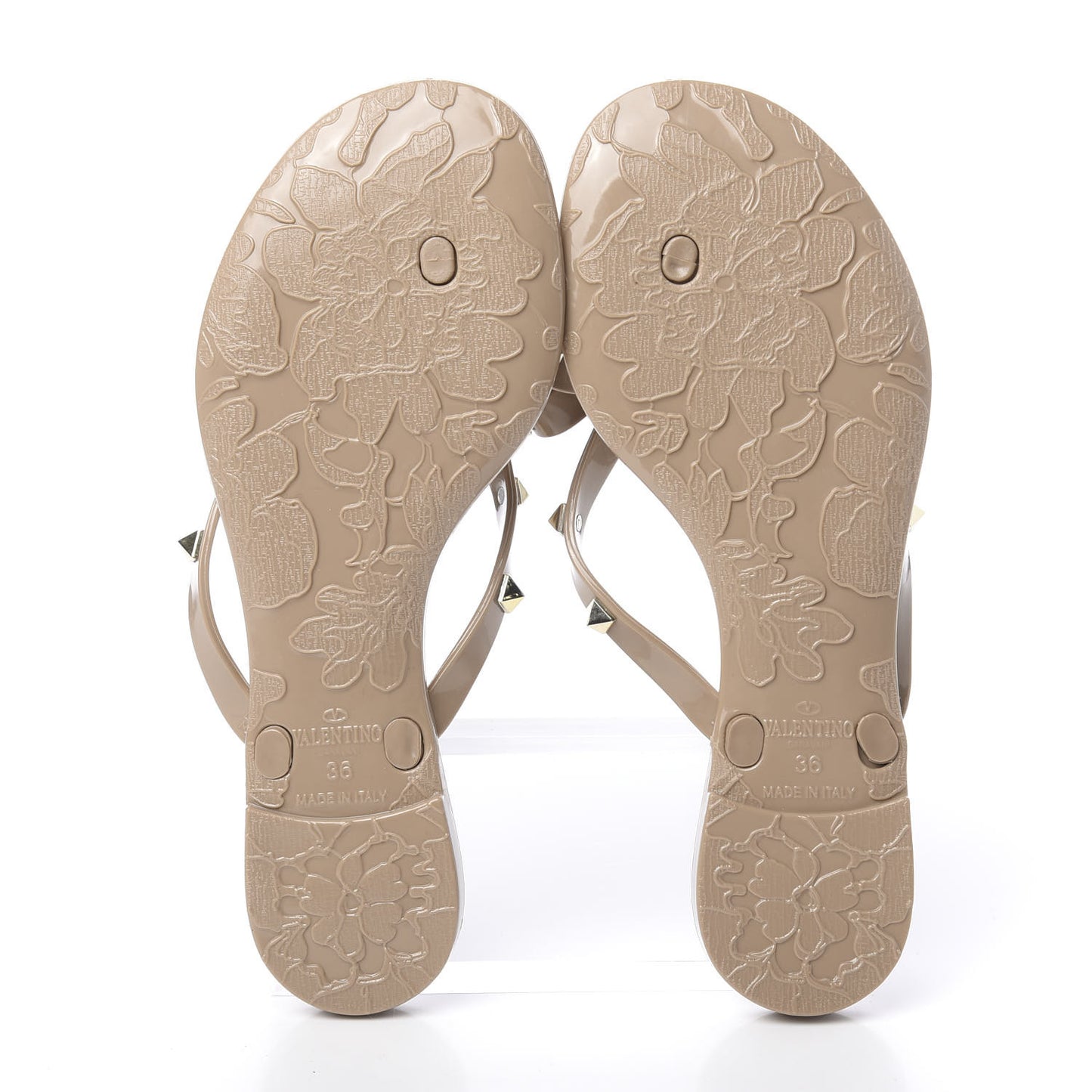 PVC Jelly Rockstud Bow Thong Sandals 36 Poudre
