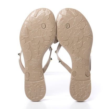 Valentino Garavani PVC Jelly Rockstud Bow Thong Sandals 36 Poudre 5 of 9