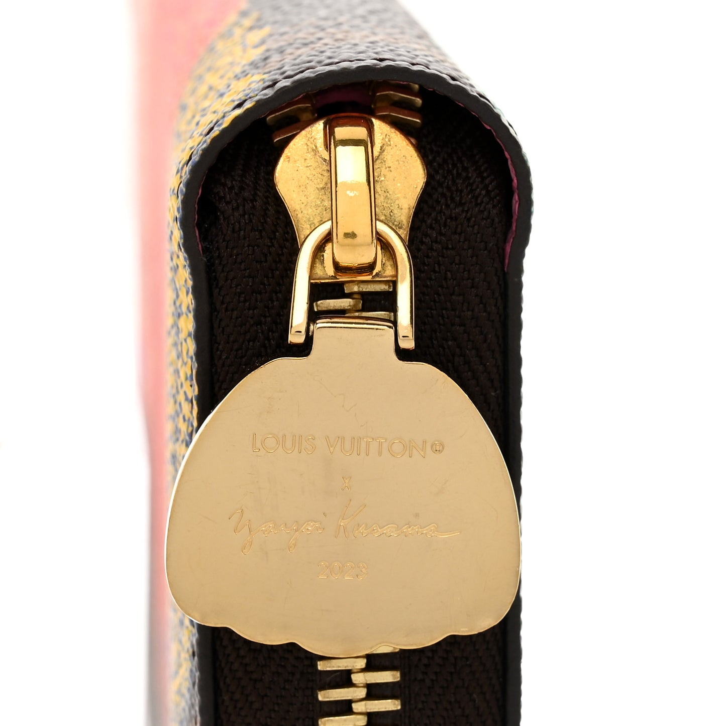 LV X YK Monogram Kusama Pumpkin Zippy Wallet