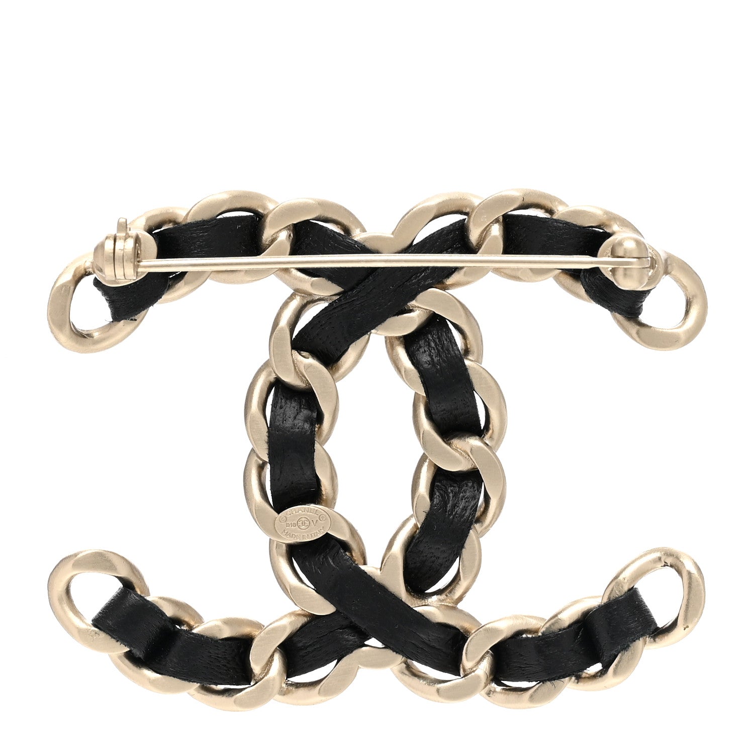 Chanel Lambskin Chain CC Brooch Black Gold 3 of 4