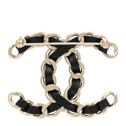 Chanel Lambskin Chain CC Brooch Black Gold 3 of 4