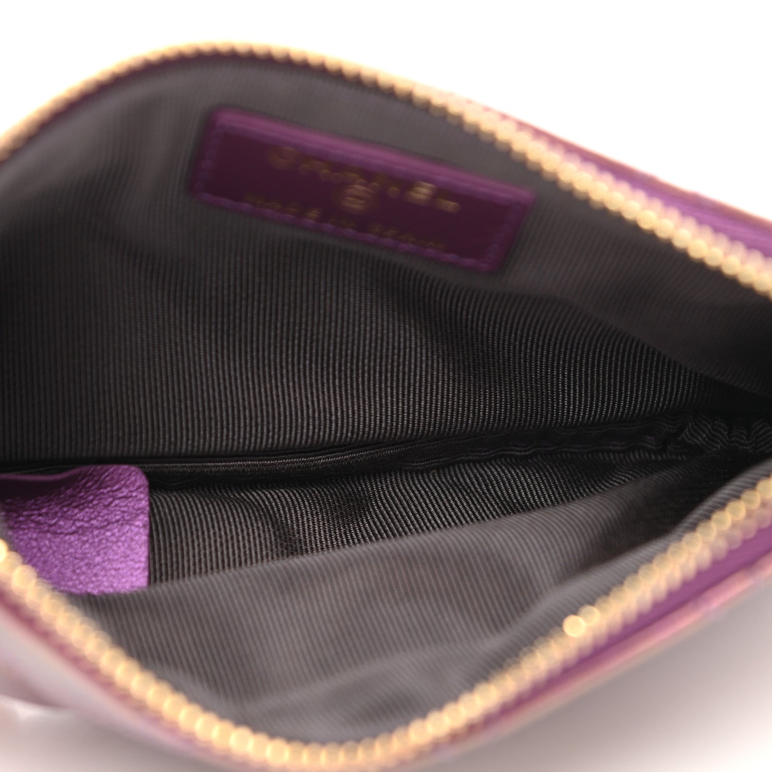 Chanel Iridescent Lambskin Quilted Small Cosmetic Case Purple 5 of 8