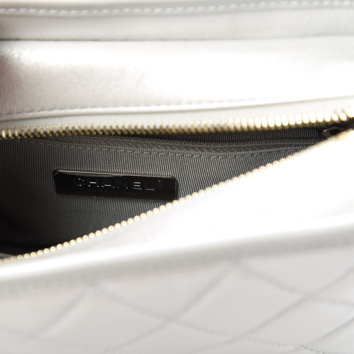 Aged Calfskin Quilted Small Gabrielle Hobo Grey