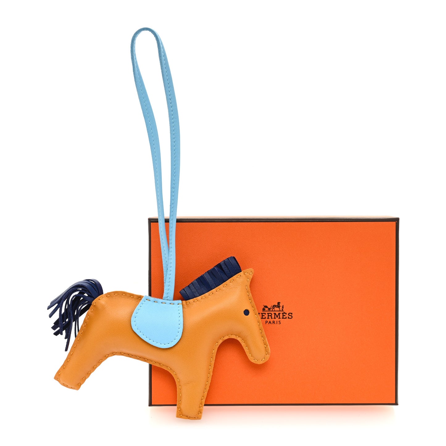 Milo Lambskin Grigri Rodeo Horse Bag Charm GM Kraft Celeste Bleu De Malte