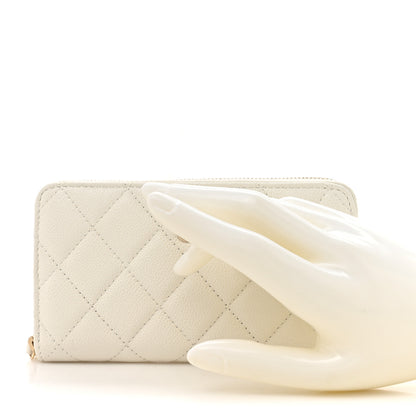 Chanel Caviar Quilted CC Medium Zip Around Wallet White 2 of 9