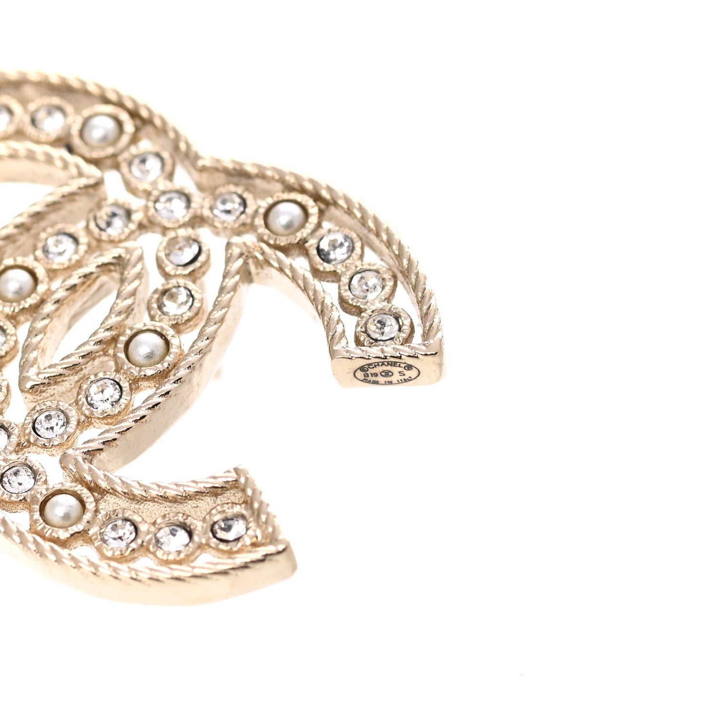 Pearl Crystal Sparkling Pearls CC Earrings Light Gold