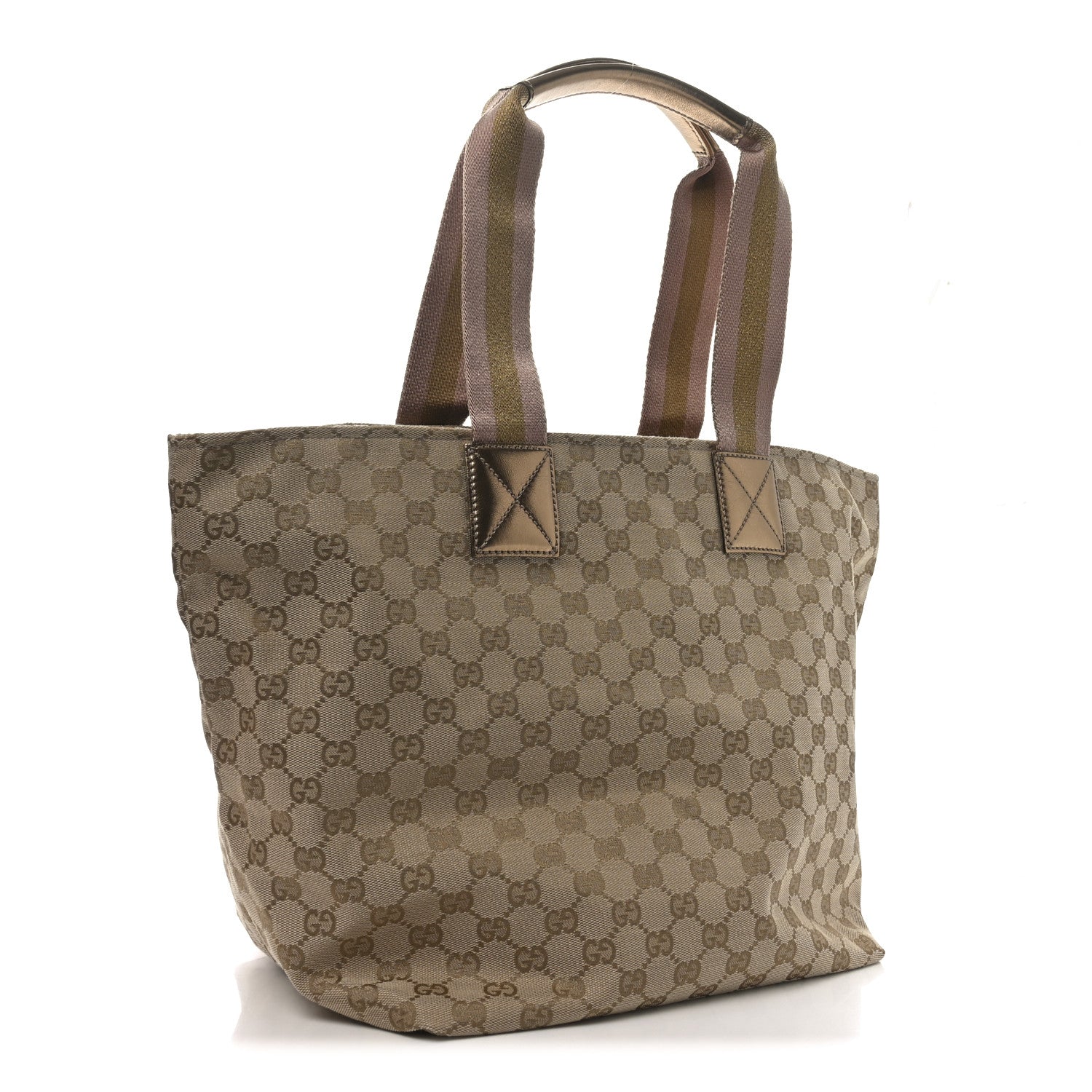 Gucci GG Monogram Large Web Handle Bucket Tote Gold 3 of 10