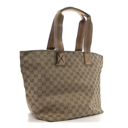 Gucci GG Monogram Large Web Handle Bucket Tote Gold 3 of 10