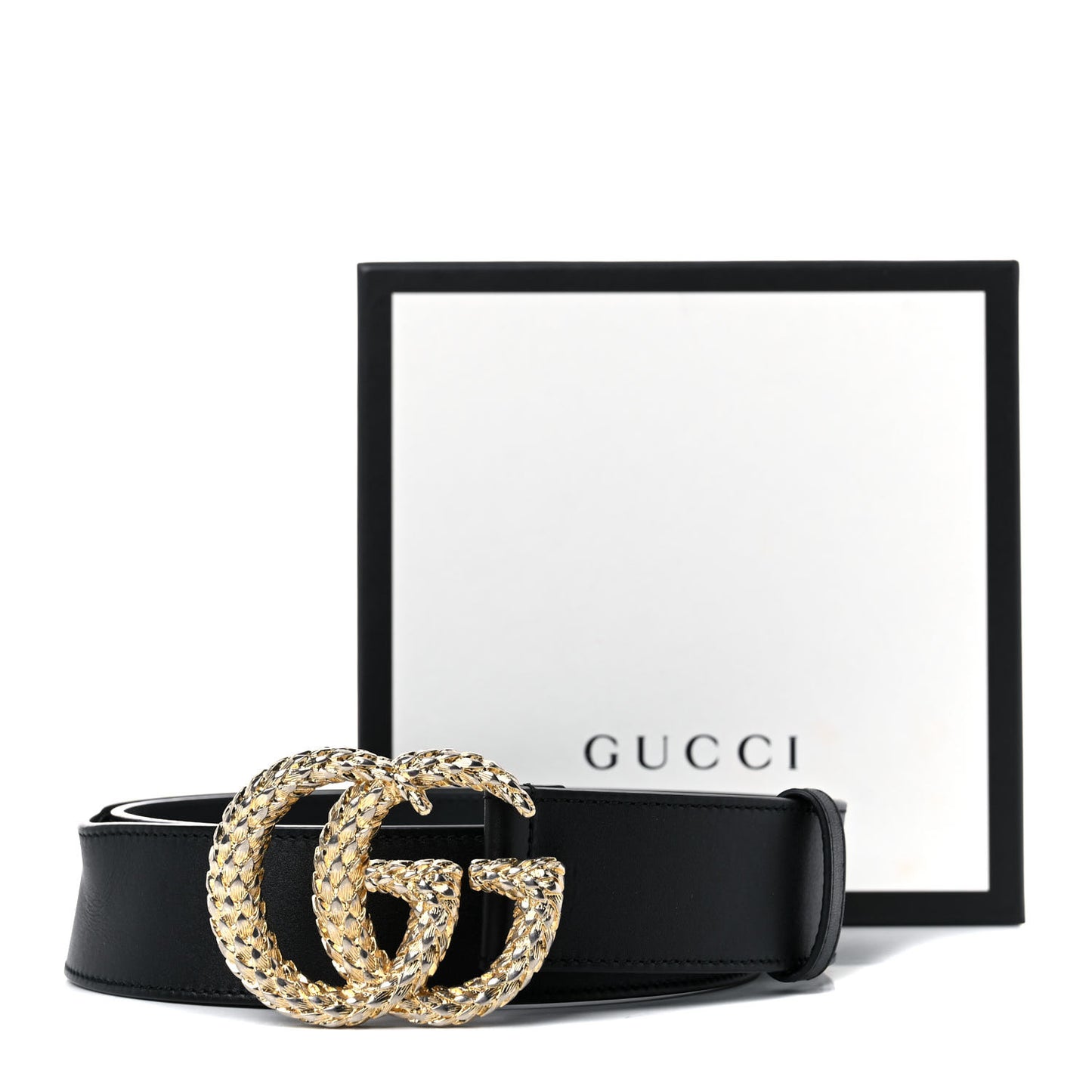 Moon Calfskin Scales Double G 40mm Belt 95 38 Black