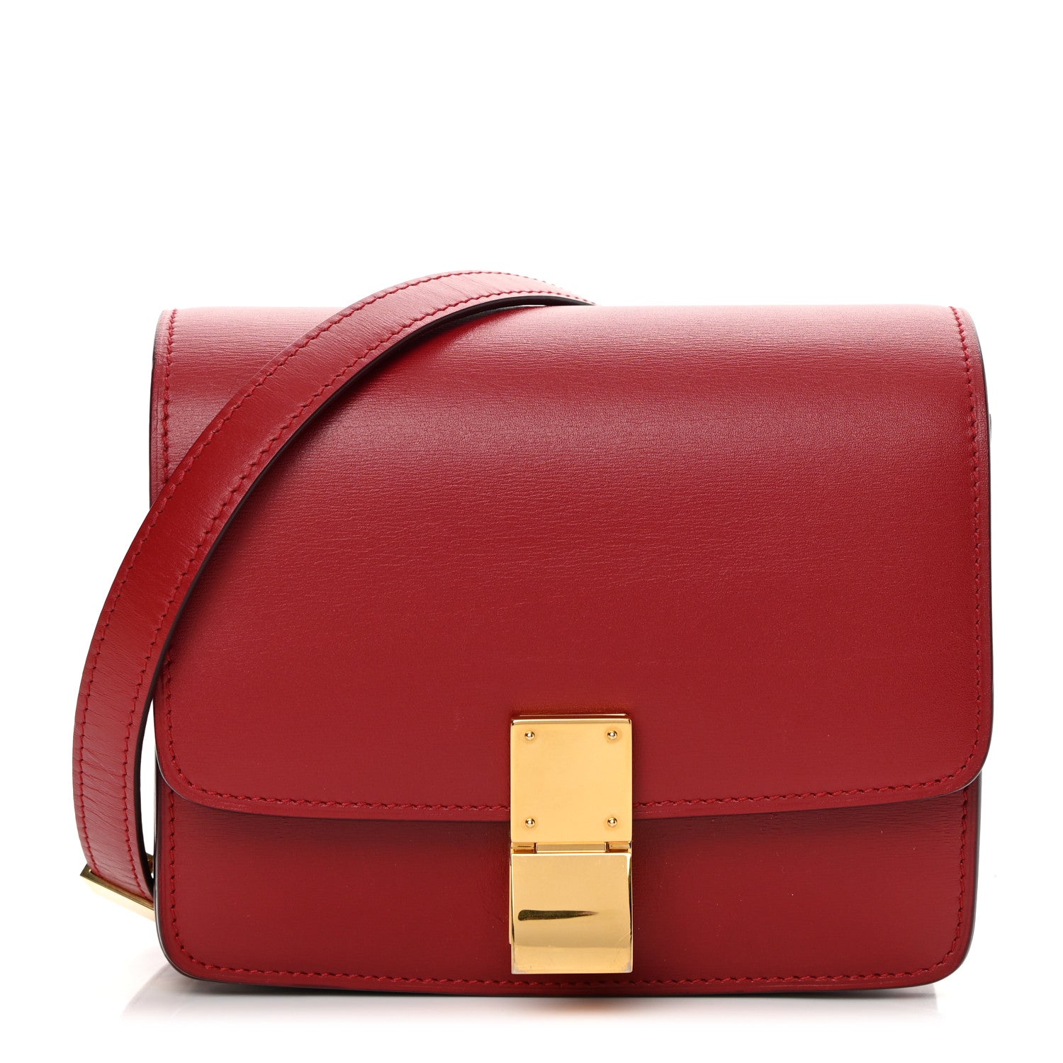 Celine Smooth Calfskin Small Classic Box Flap Bag Red 1 of 14