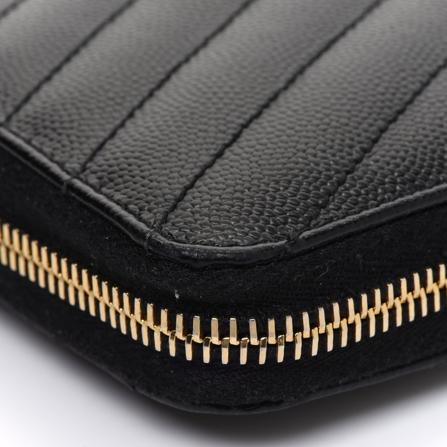 Grain De Poudre Matelasse Chevron Monogram Zip Around Wallet Black