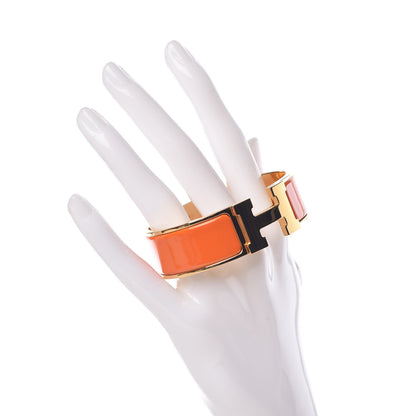 Hermes Enamel Wide Clic Clac H Bracelet GM Orange 2 of 5