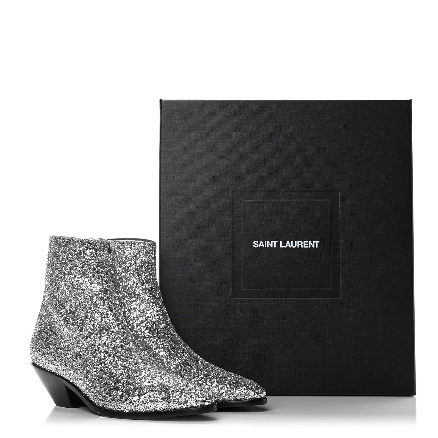 Glitter Calfskin West 45 Boots 38.5 Silver