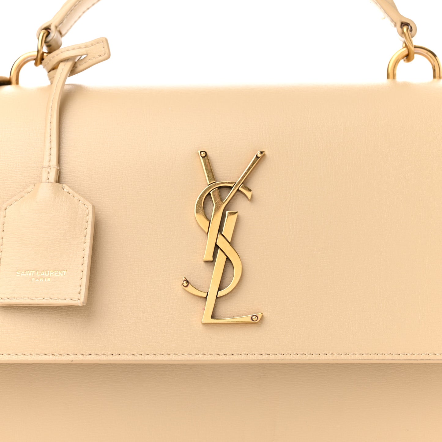 Smooth Calfskin Medium Monogram Sunset Satchel Beige