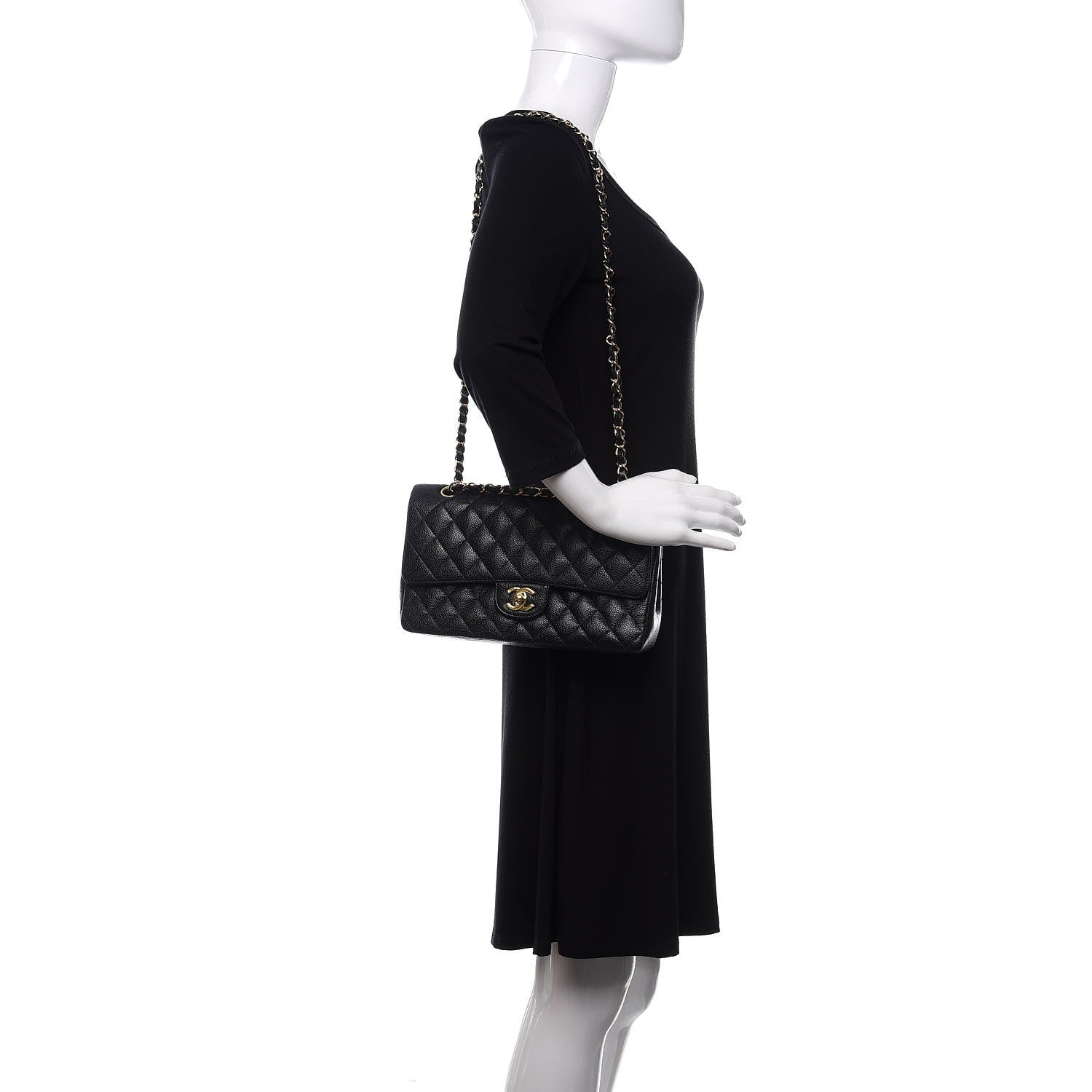 Chanel Caviar Quilted Medium Double Flap Black 2 of 15