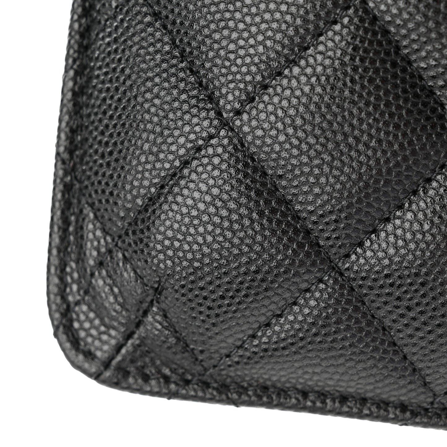 Caviar Quilted Phone Holder Wallet on Removable Chain Insert Black