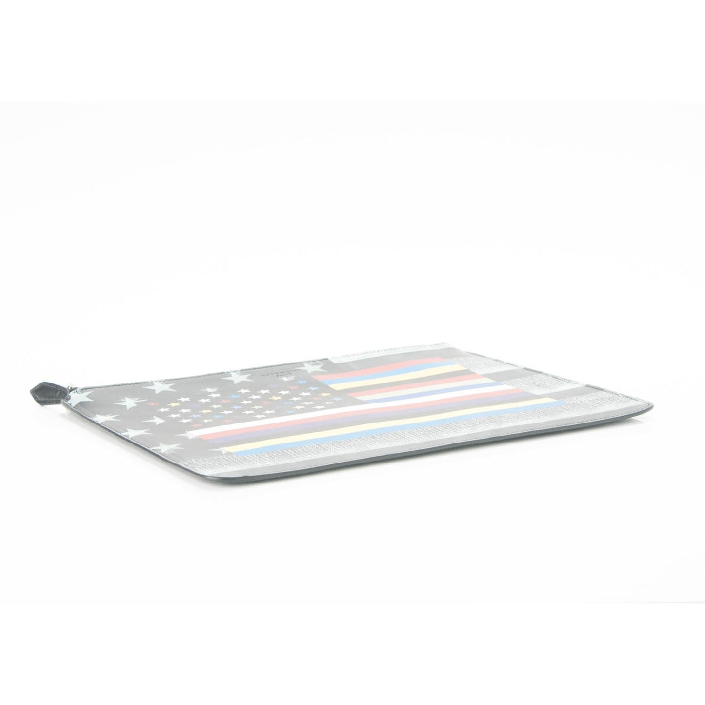 Lambskin Flag Print Zip Pouch Multicolor