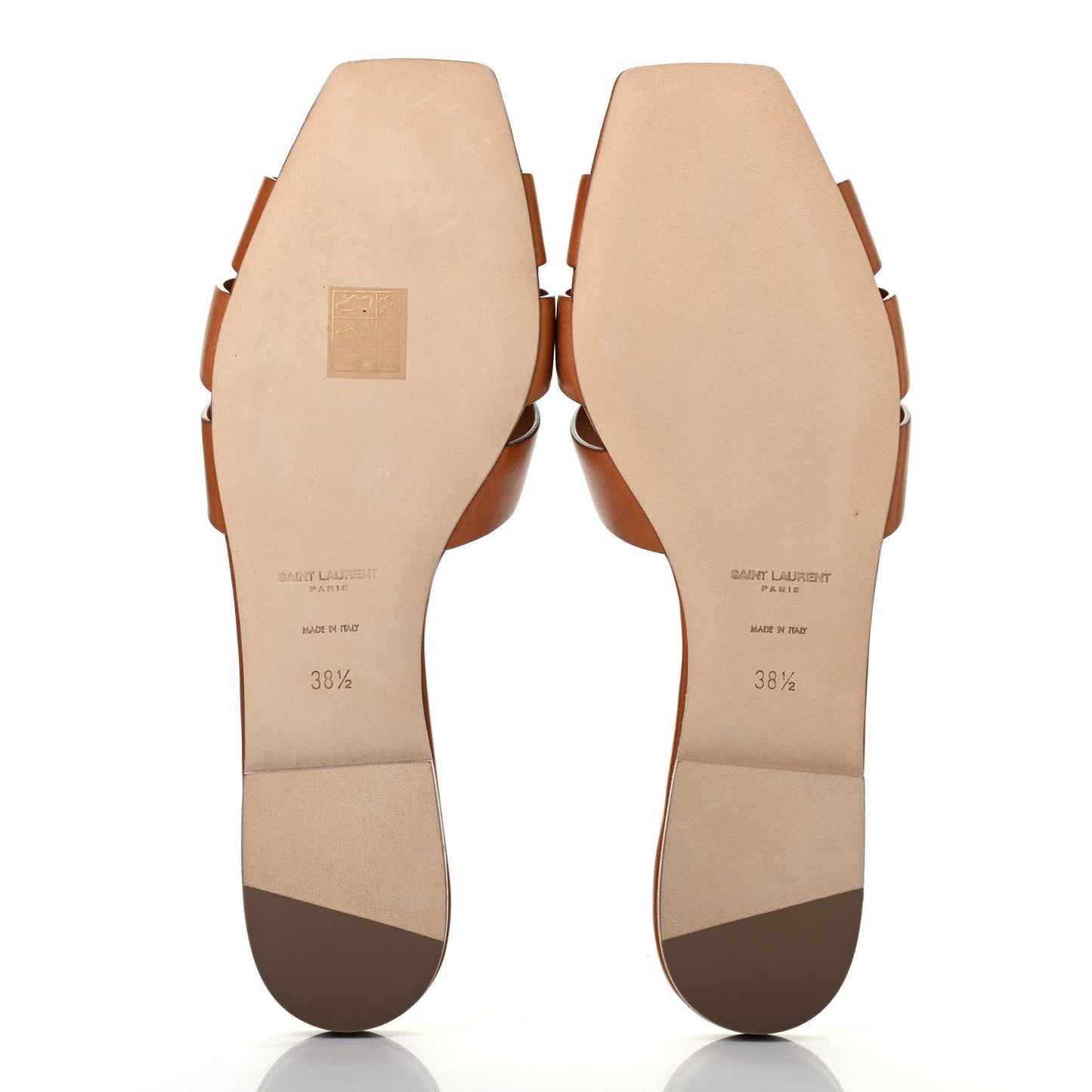 Calfskin Tribute 05 Slide Sandals 38.5 Amber
