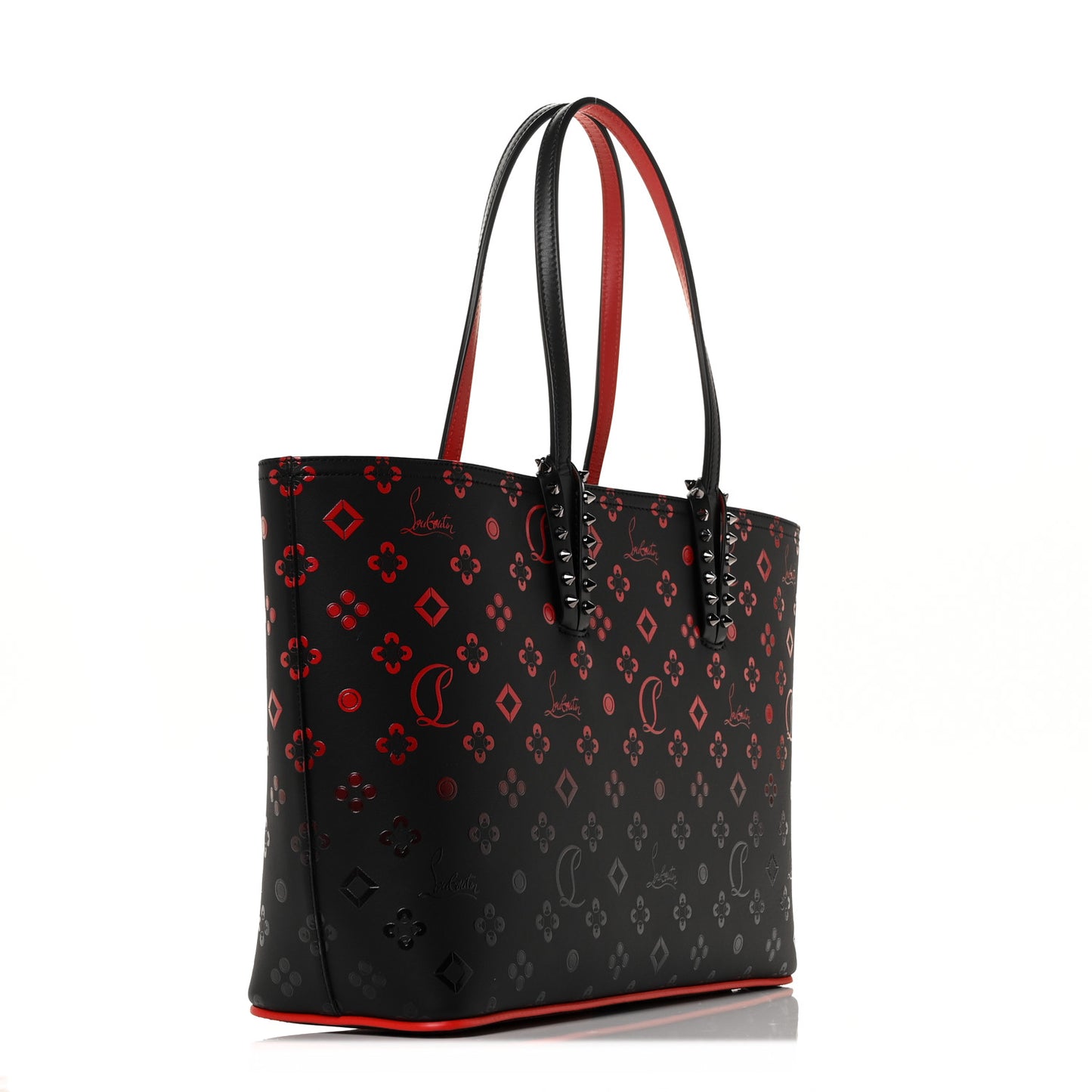 Perforated Calfskin Degrade Loubinthesky East West Cabata Tote Black Red