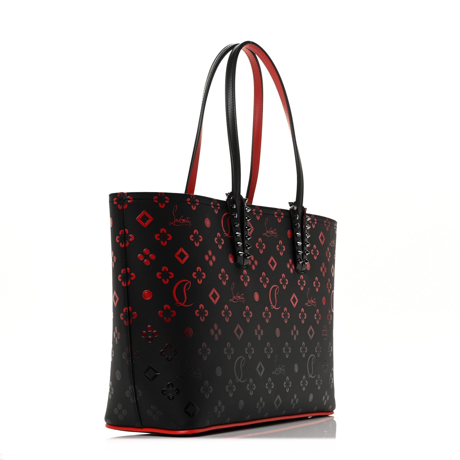 Christian Louboutin Perforated Calfskin Degrade Loubinthesky East West Cabata Tote Black Red 2 of 8