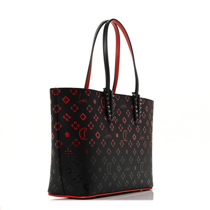 Christian Louboutin Perforated Calfskin Degrade Loubinthesky East West Cabata Tote Black Red 2 of 8