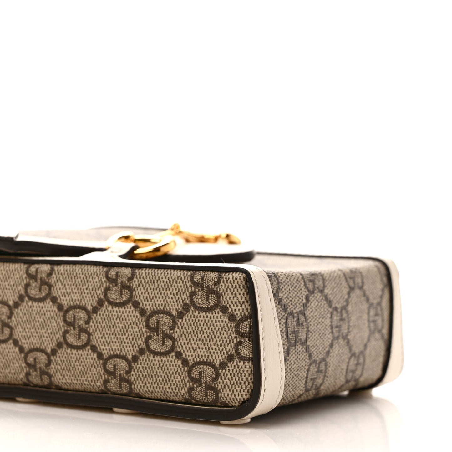 GG Supreme Monogram Azalea Calfskin Mini Horsebit 1955 Crossbody Bag Beige Ebony Mystic White