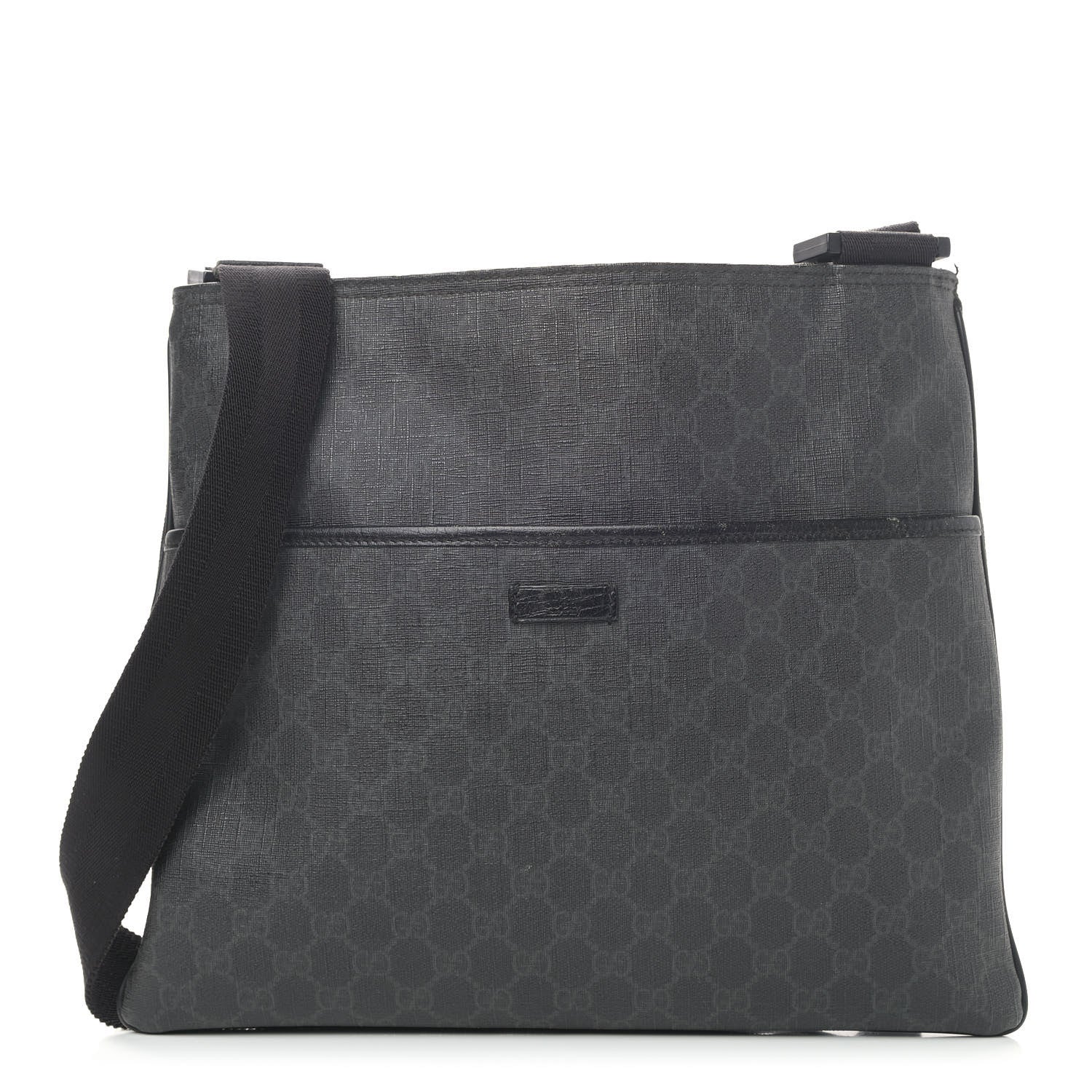 Gucci GG Plus Monogram Medium Flat Messenger Bag Black 1 of 14